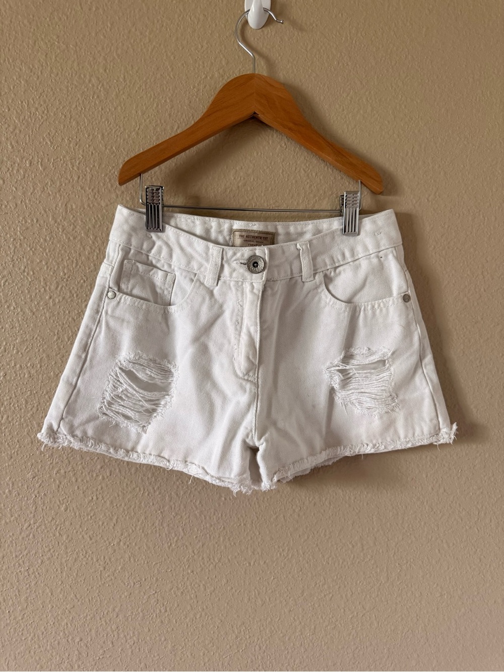 White Distressed Girl’s  Denim Shorts